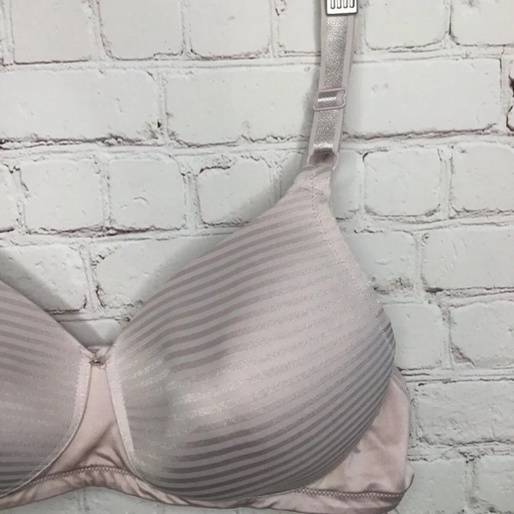 Warner's Women's Pink/Cream Full Coverage‎ Wireless Bra Size 38D
